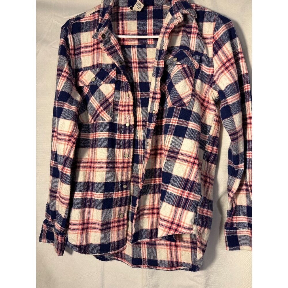 Plaid Flannel Shirt Snaps Top Soft Grunge Indie Punk Emo Womenβs Medium M